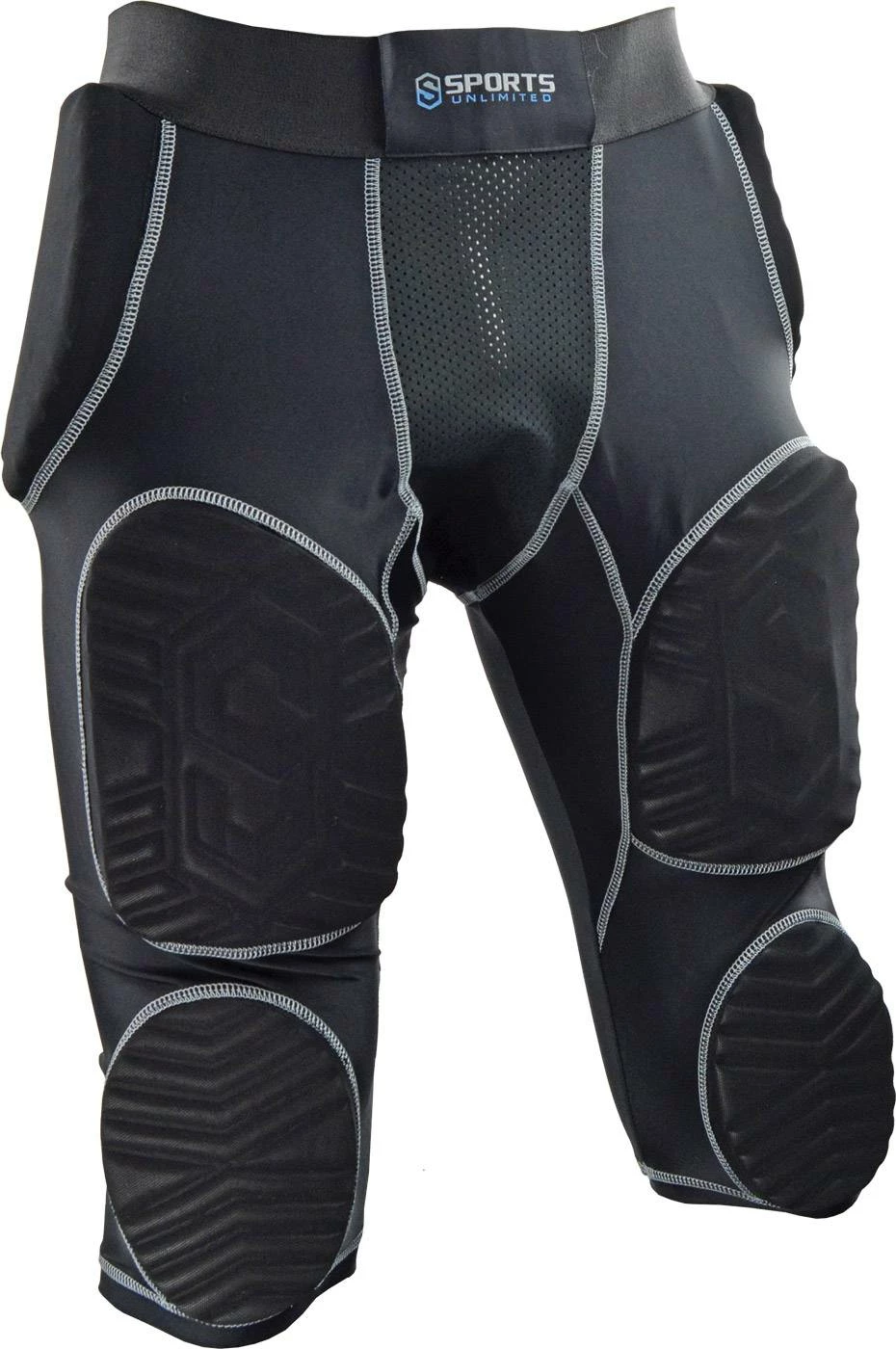 Discount 👏 Sports Unlimited Adult 7 Pad Integrated Football Girdle - Hard Thigh Pads Black ✔️ - Image 4