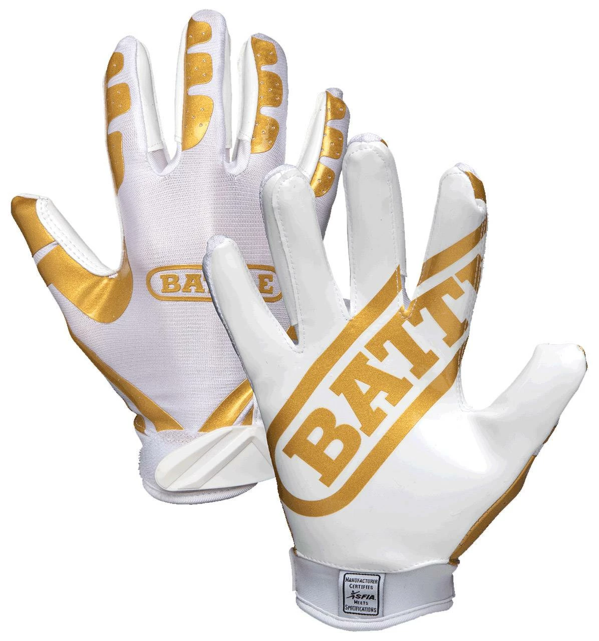 Hot Sale 😀 Battle Sports Ultra Stick Adult Receiver Gloves Football Glove Gold/Black ✔️ - Image 3