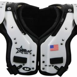 Deals ๐ Douglas SP QBK Adult Football Shoulder Pads - QB / WR / DB White/Gold ๐
